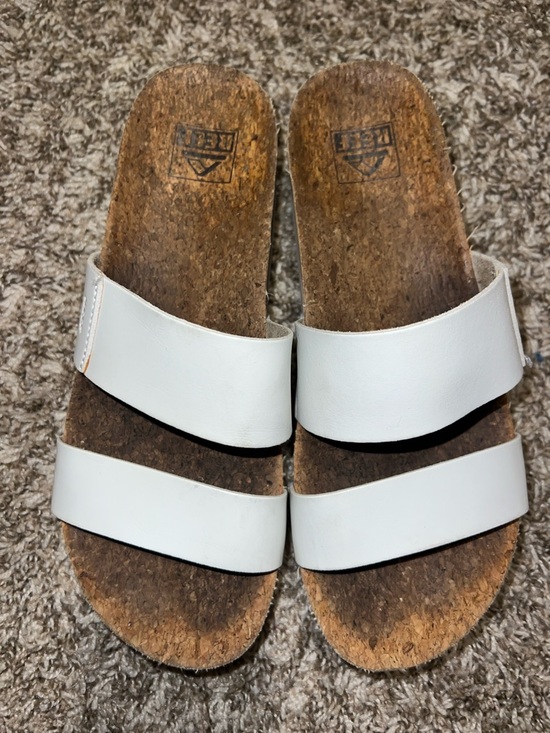 Reef Shoes - Reef Women’s Cushion Vista Hi Platform Cork Slides in White - Size 8